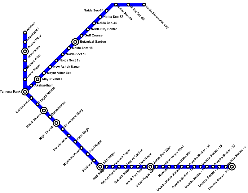 Blue Line Delhi Metro Map